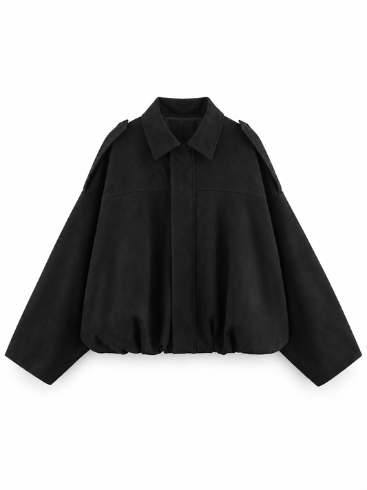 Black Relaxed Suede-Effect Jacket product view