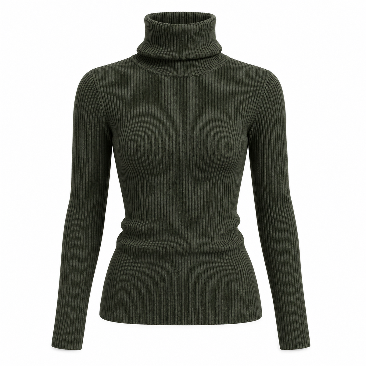 Dark olive Soft Turtleneck Knit Sweater product view