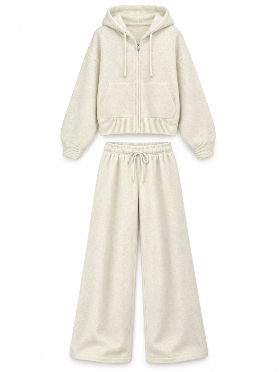 Ivory Hooded Knit Lounge Set product view