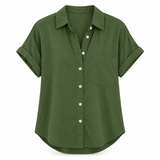 Relaxed Short-Sleeve Button Shirt