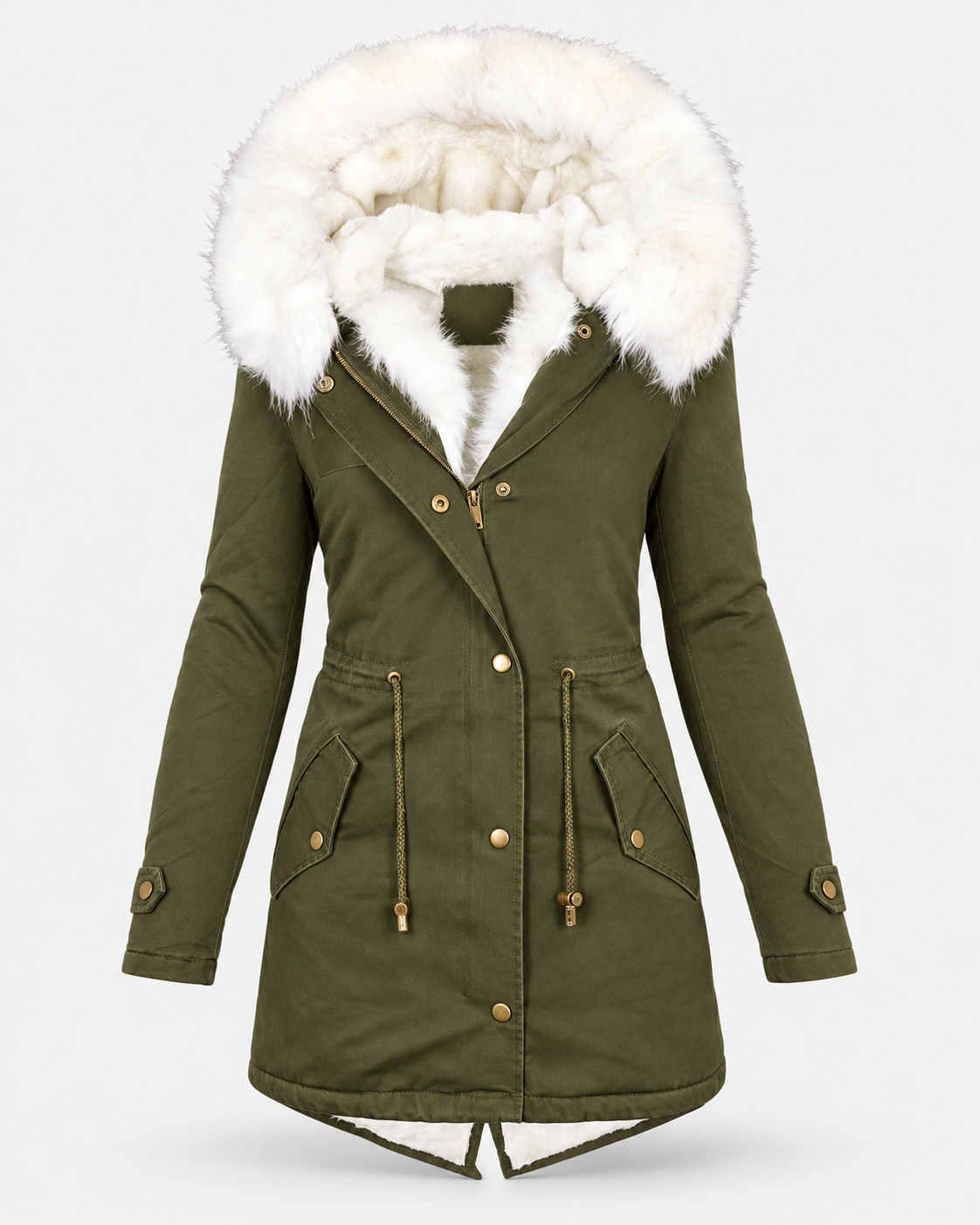 Langer Parka mit Kapuze und lockerer Passform