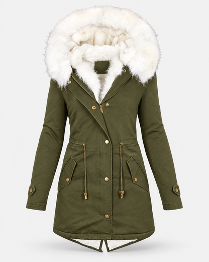 Langer Parka mit Kapuze und lockerer Passform