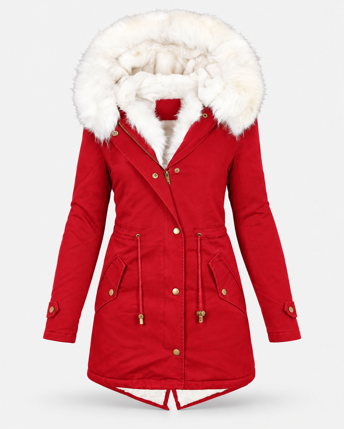 Langer Parka mit Kapuze und lockerer Passform