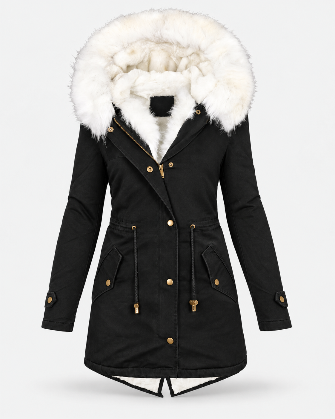 Langer Parka mit Kapuze und lockerer Passform