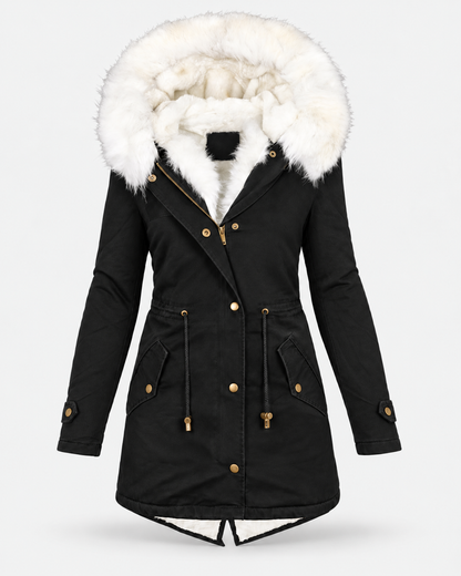 Langer Parka mit Kapuze und lockerer Passform