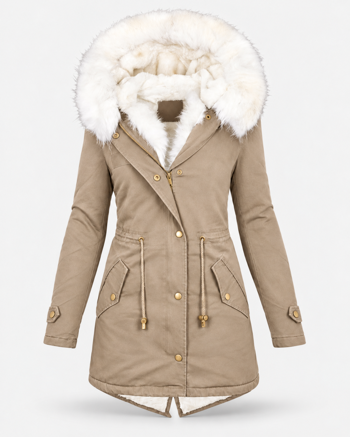 Langer Parka mit Kapuze und lockerer Passform