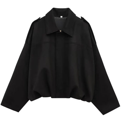 Cropped Suede-Effect Bomber Jacket