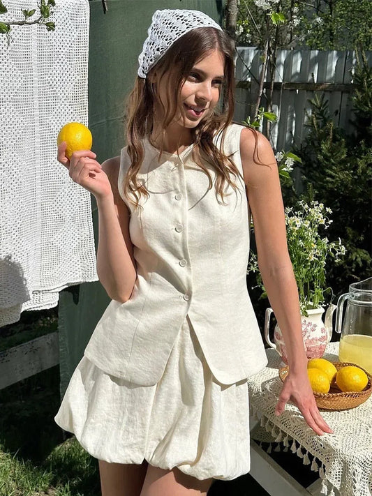 Cotton Vest & Skirt Set