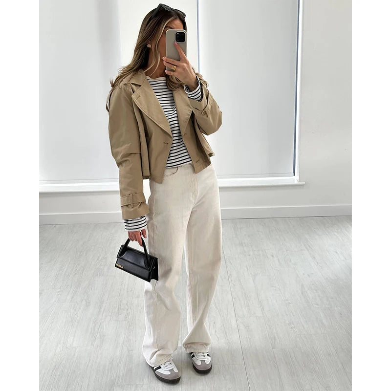 Cropped Double-Breasted Trench