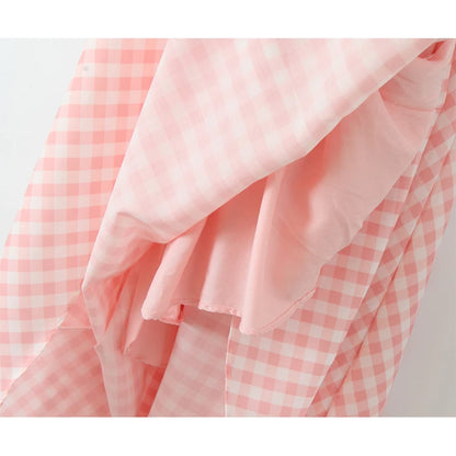Plaid Halter Midi Dress