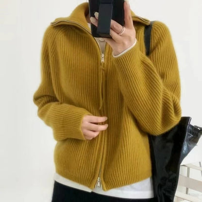 Zip Wool Knit Cardigan