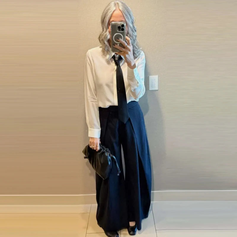 Pleated Wide-Leg Trousers