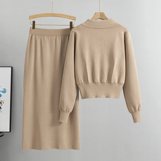 Ribbed Knit Skirt Set