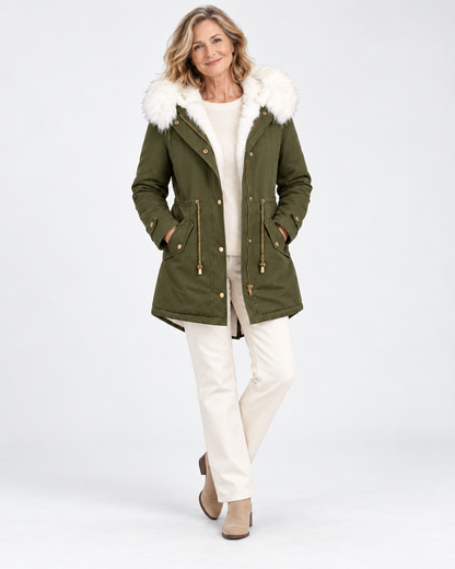 Langer Parka mit Kapuze und lockerer Passform