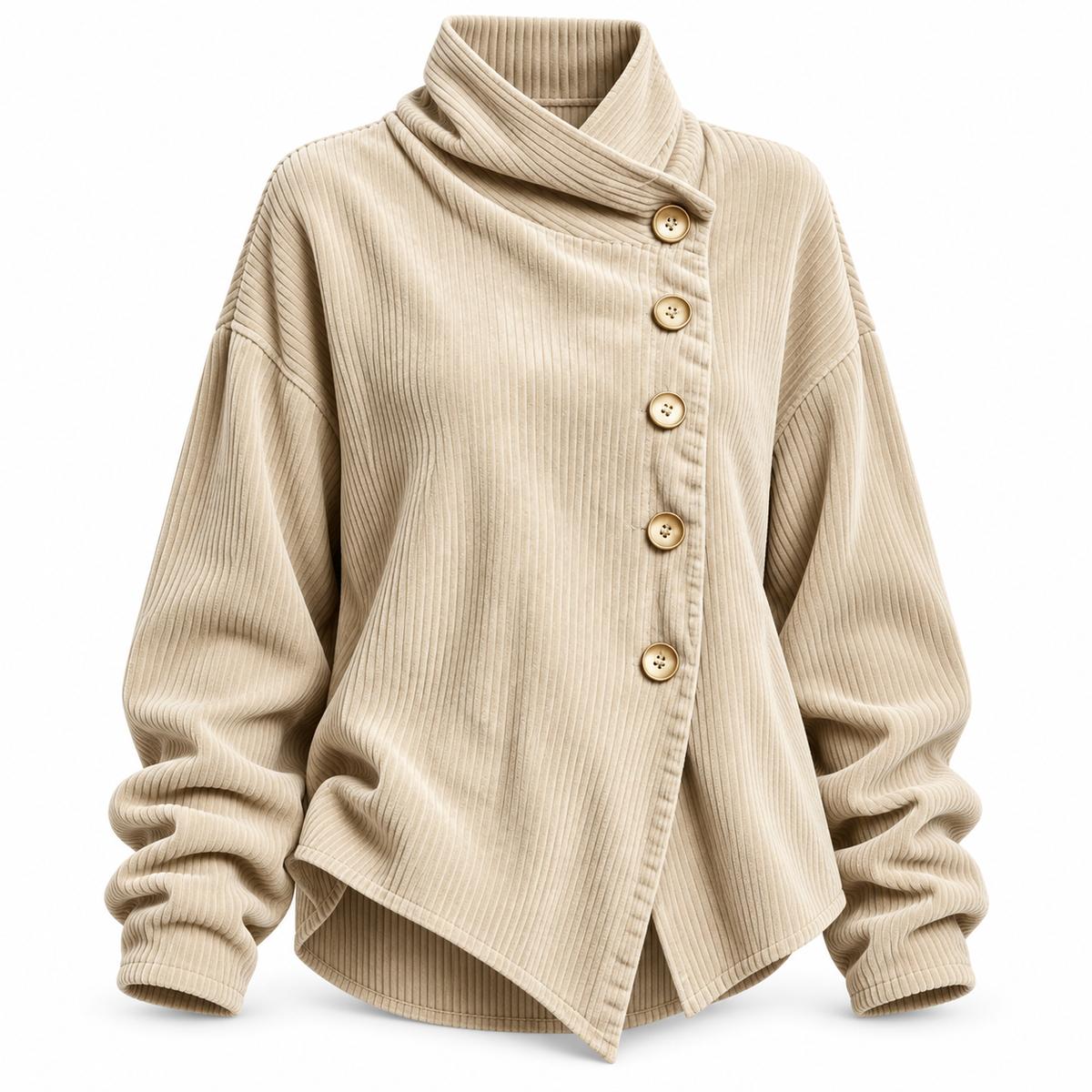 Asymmetrische corduroy blouse met knopen