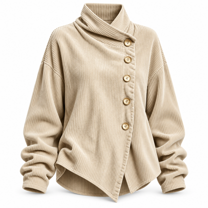 Asymmetrische corduroy blouse met knopen