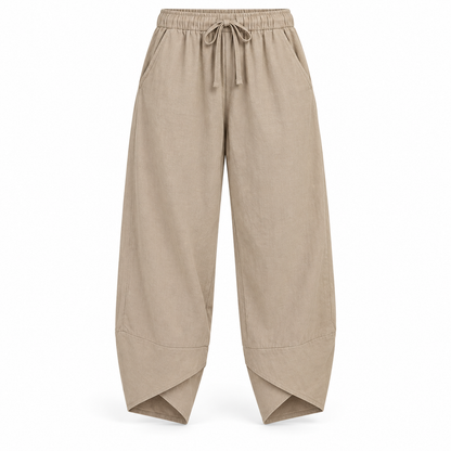 Relaxed Cotton-Linen Harem Trousers