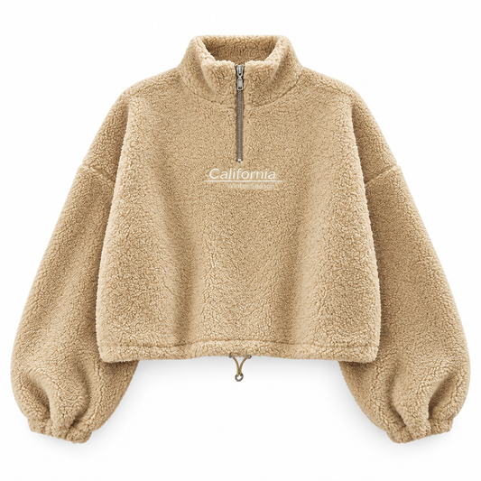 Cropped Fleece Zip Sweatshirt