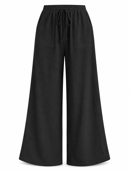 Black Relaxed Wide-Leg Trousers product view