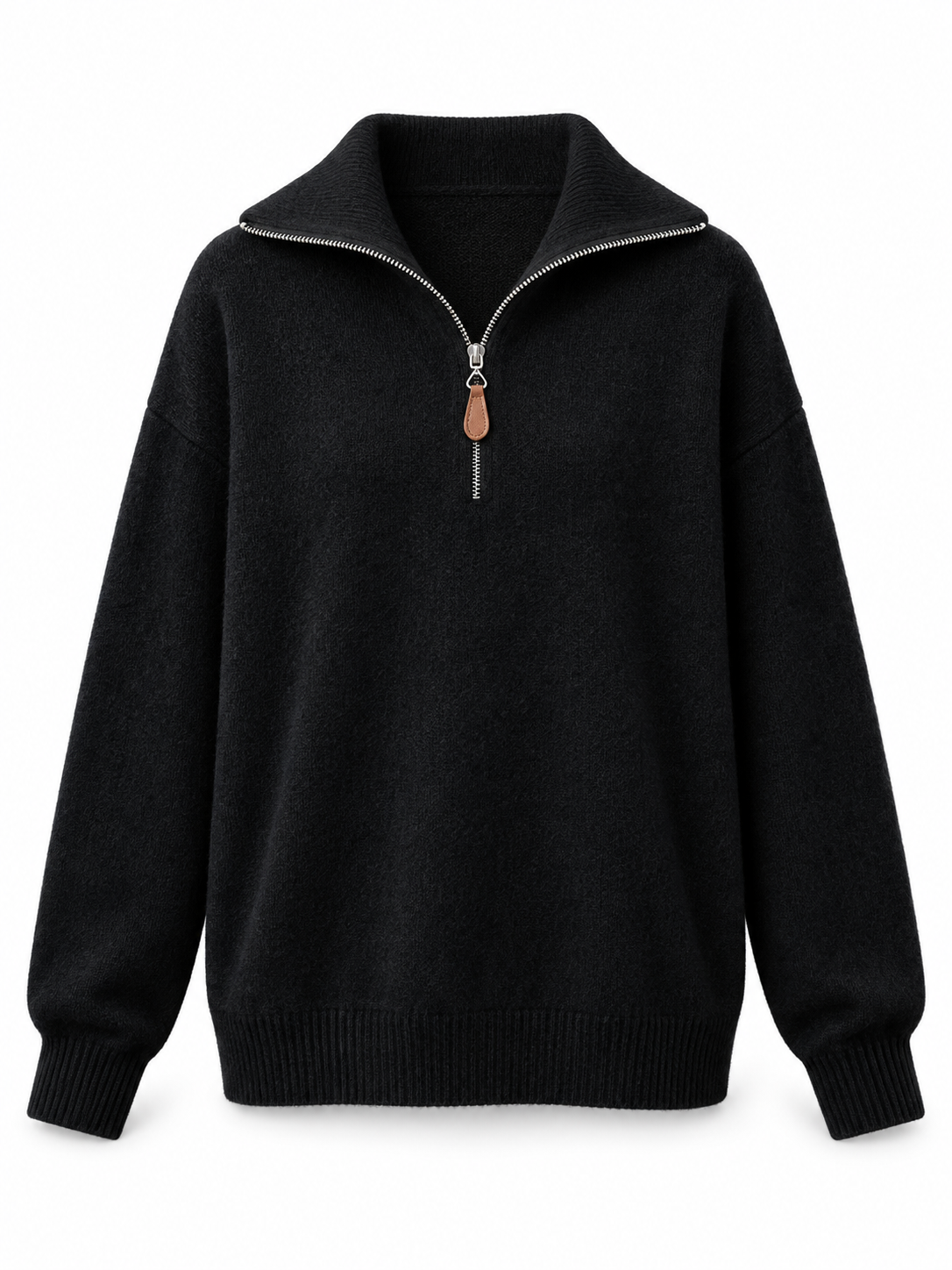 Black Half-Zip Knit Sweater product view