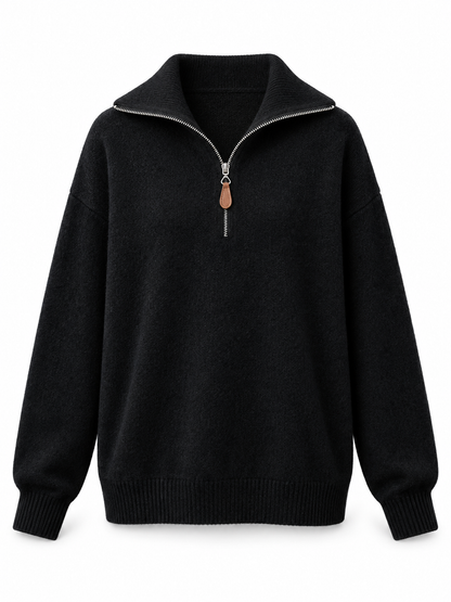 Black Half-Zip Knit Sweater product view