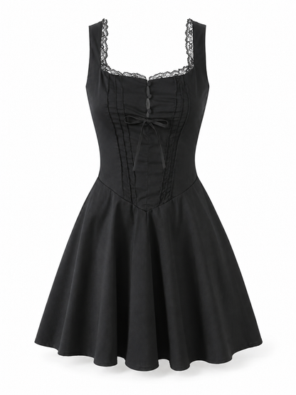 Black Lace-Up Mini Dress product view