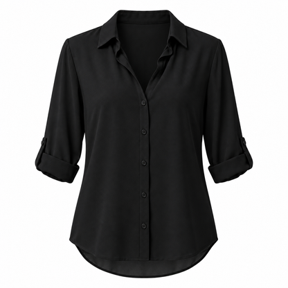 Relaxed Chiffon Button Blouse