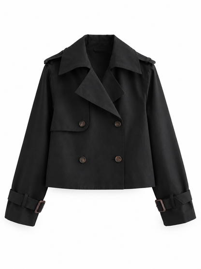Black Cropped Double-Breasted Trench product view