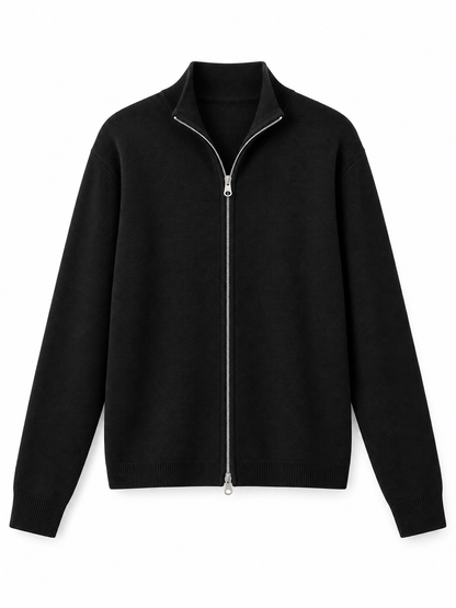 Black Full-Zip Knit Cardigan product view