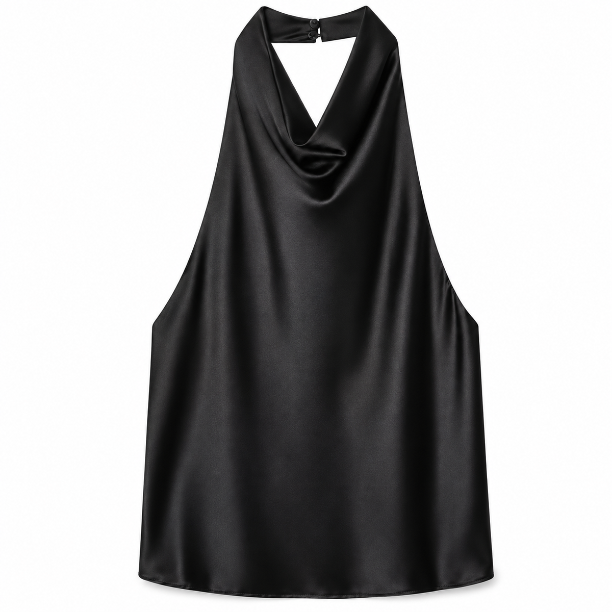 Black Satin Halter Top product view
