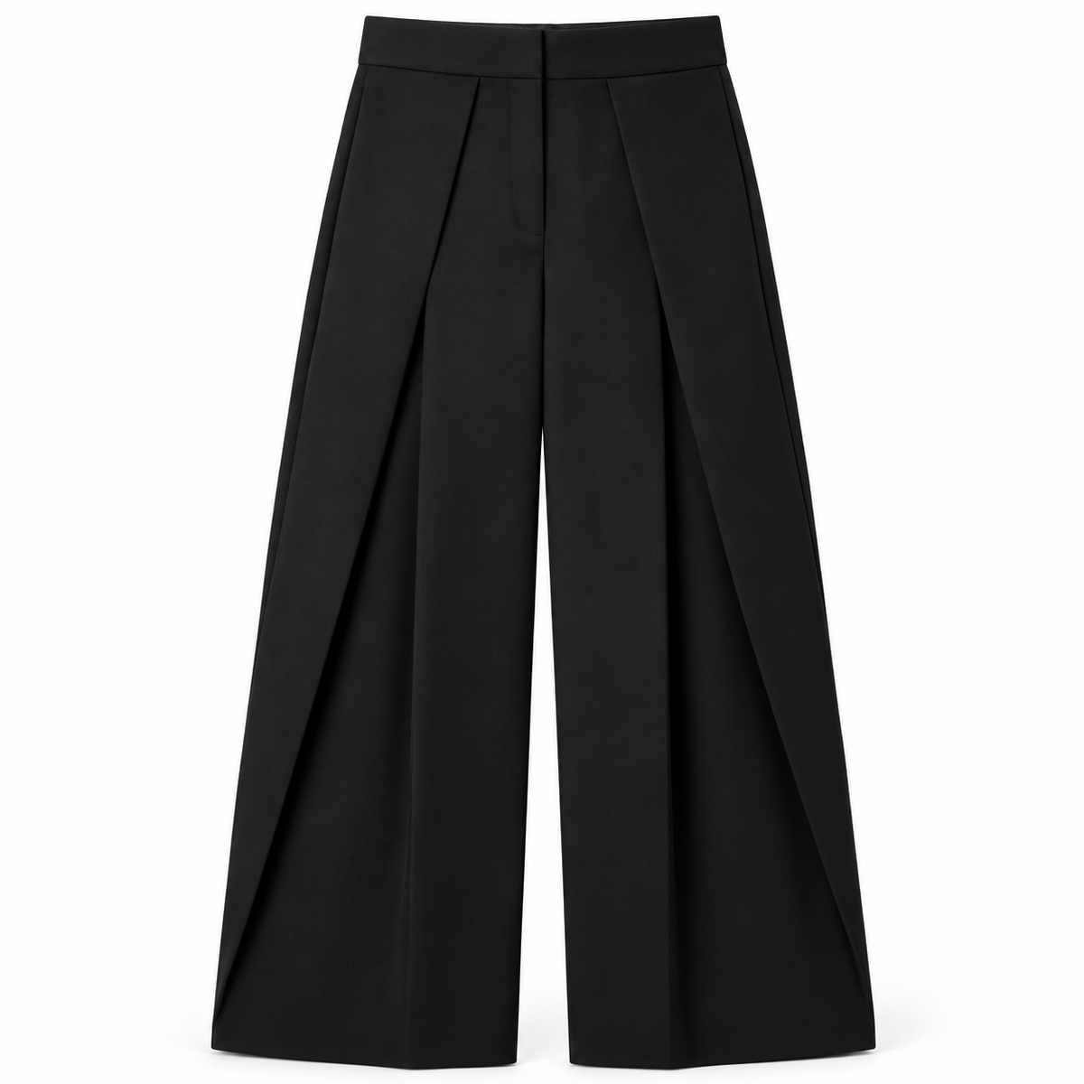 Black Pleated Wide-Leg Trousers product view