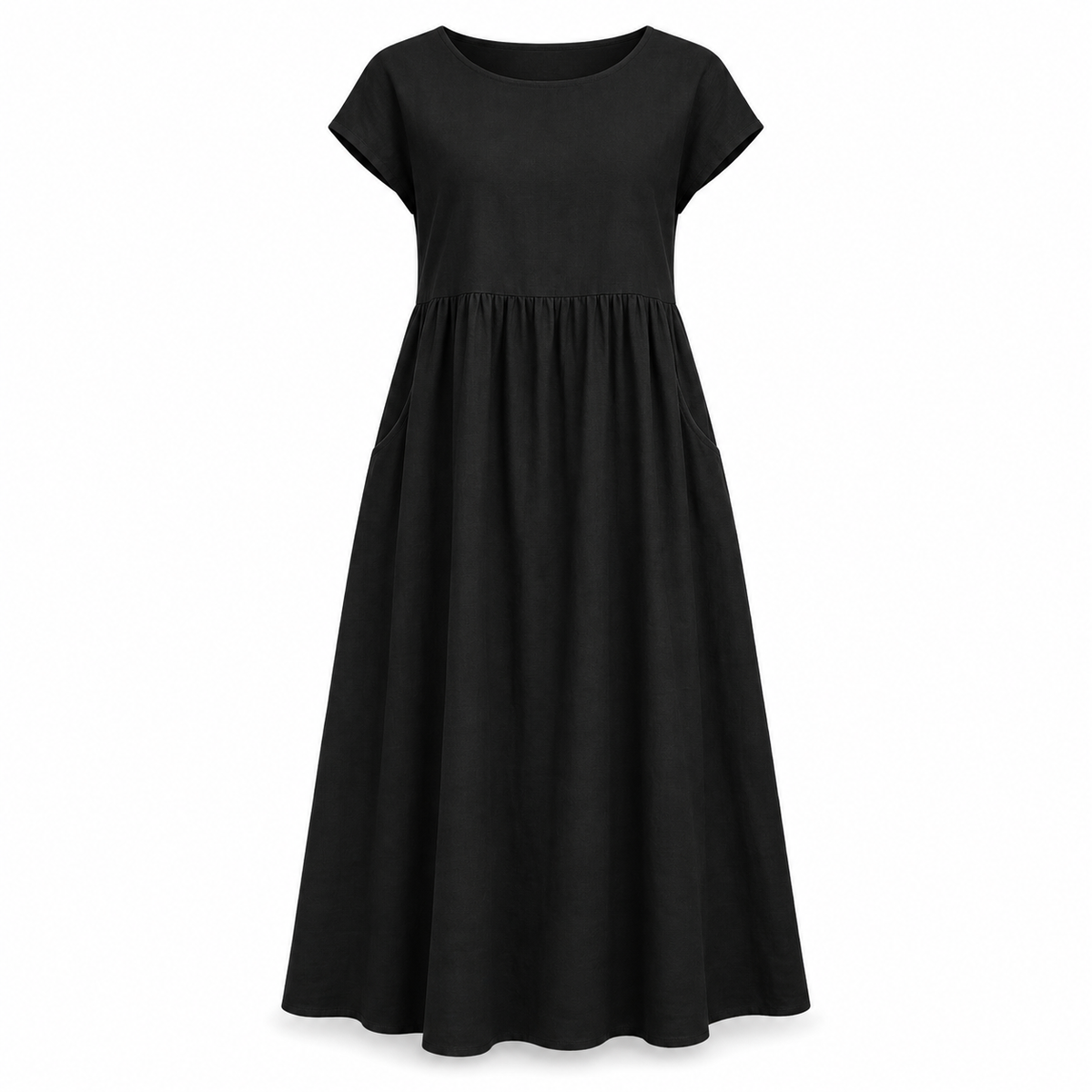 Relaxed Linen-Blend Midi Dress