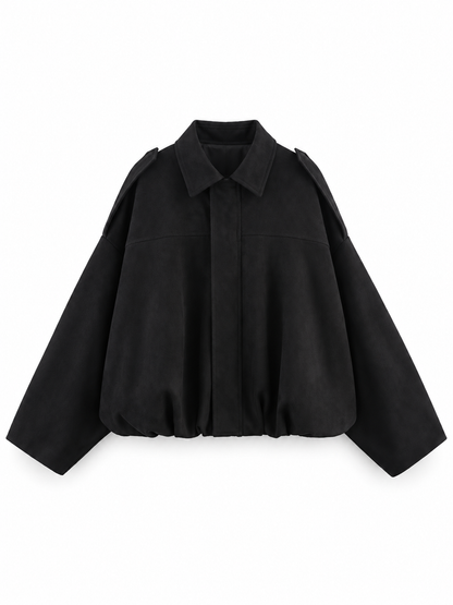 Black Relaxed Suede-Effect Jacket product view