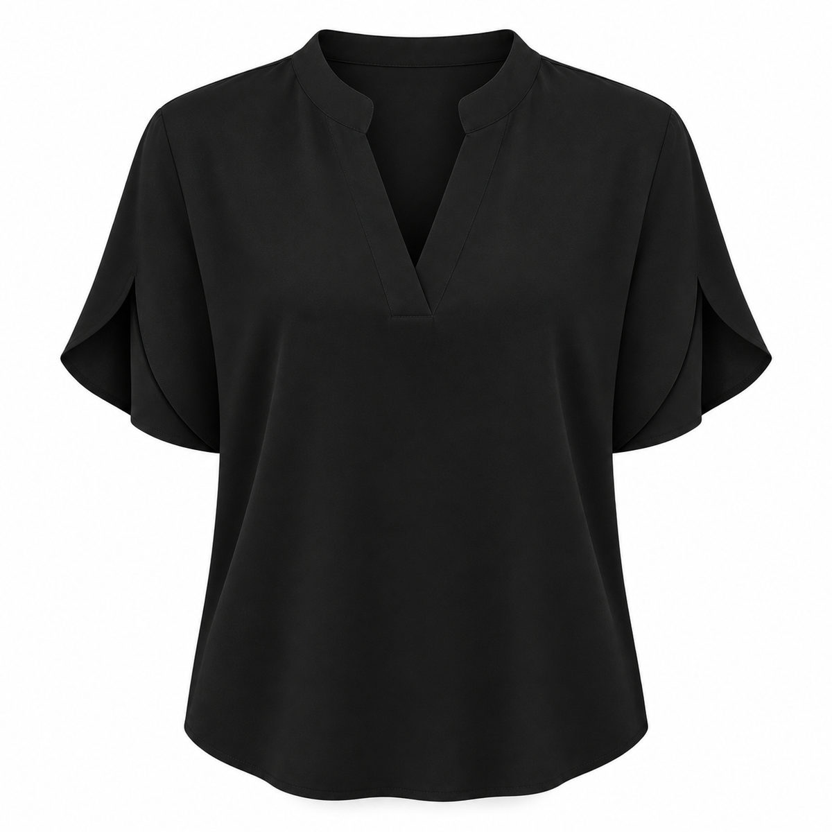 Relaxte Blouse met V-Hals en Korte Mouwen