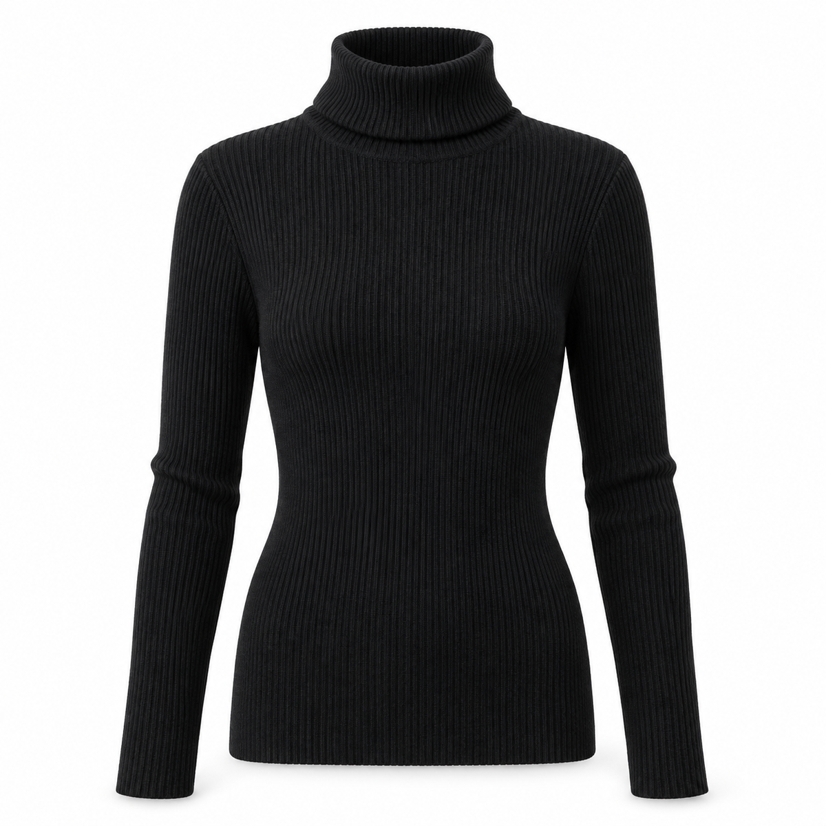 Black Soft Turtleneck Knit Sweater product view