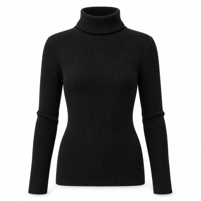 Black Soft Turtleneck Knit Sweater product view