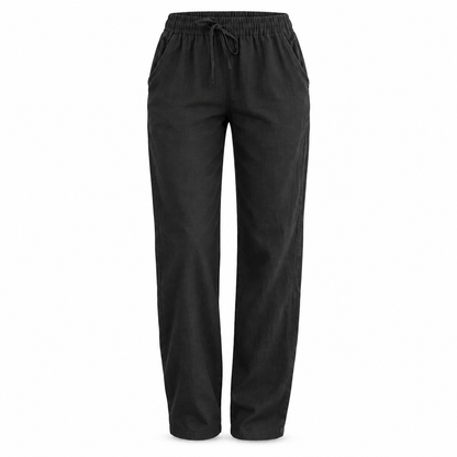 Black Linen-Blend Drawstring Trousers product view