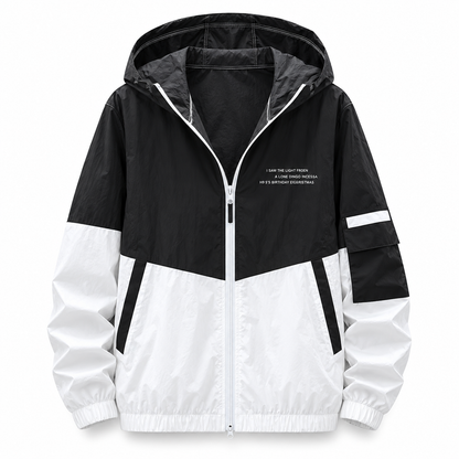 Black white Lightweight Hooded Windbreaker product view