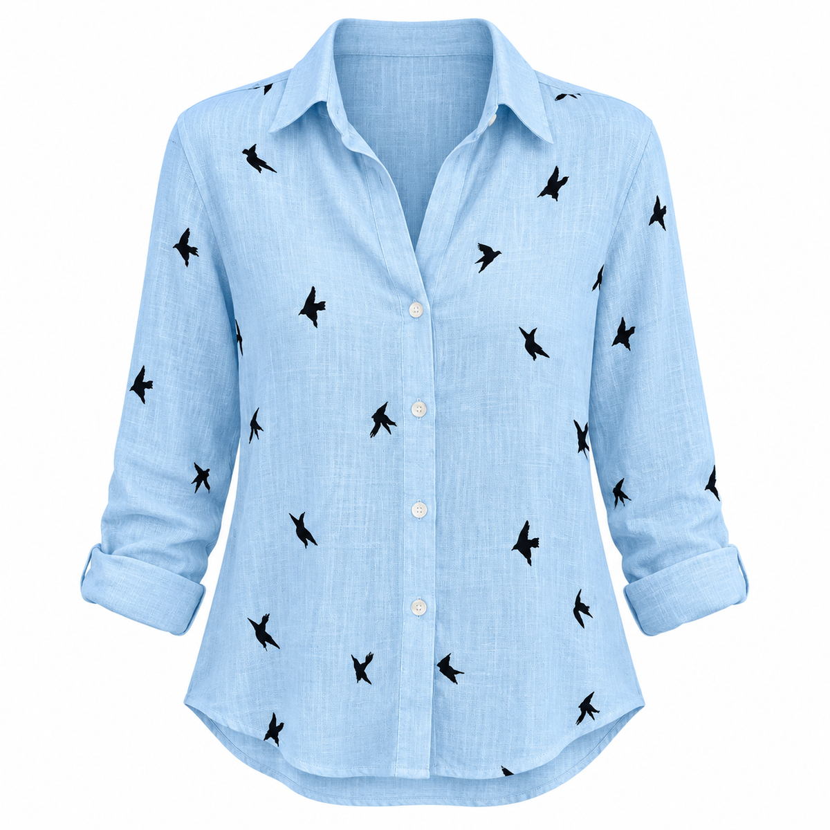 Blue bird Relaxed Long-Sleeve Button Shirt product view