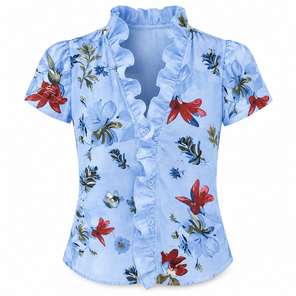 Ruffle V-Neck Blouse