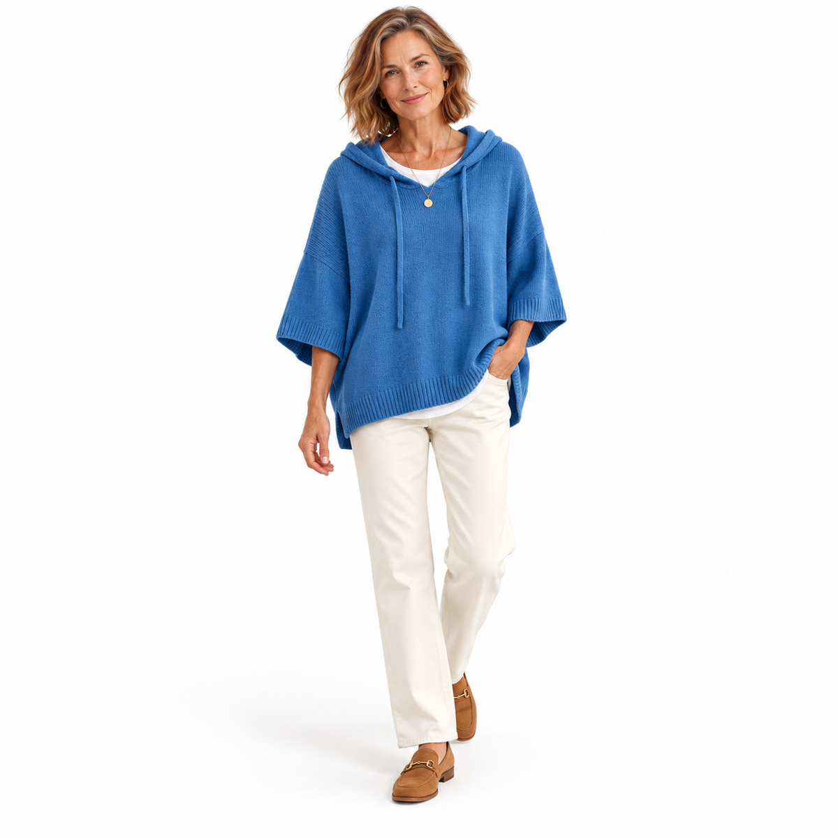 Relaxed Hooded Zip Knit Sweater