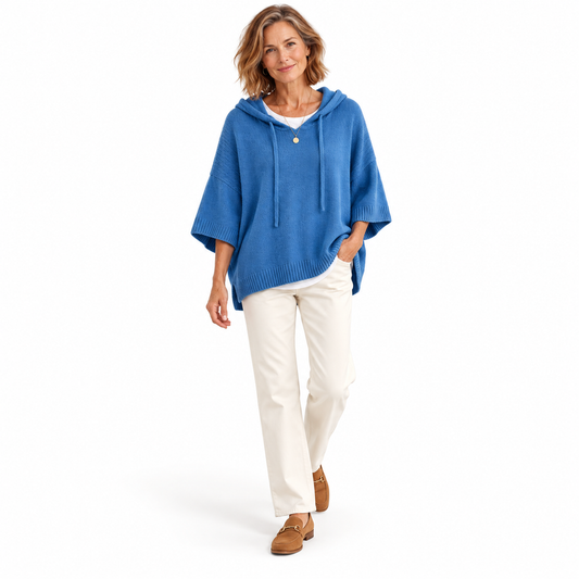 Relaxed Hooded Zip Knit Sweater