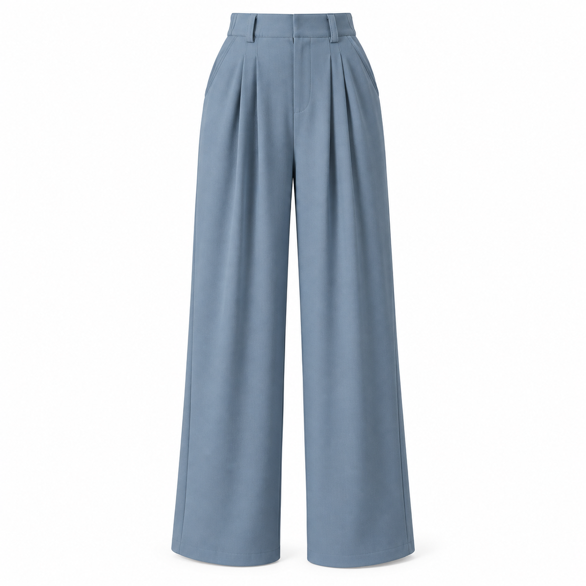 Blue Lightweight Wide-Leg Trousers product view