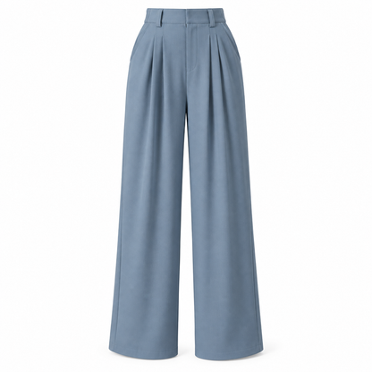 Blue Lightweight Wide-Leg Trousers product view