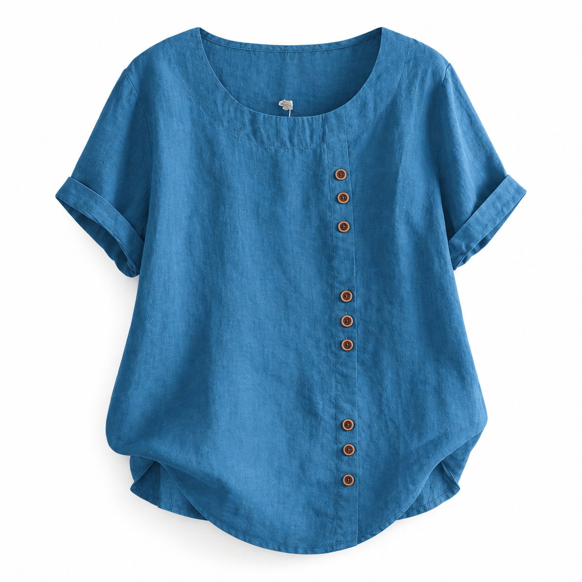 Top boutonné décontracté coton-lin