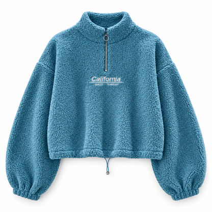 Cropped Fleece Zip Sweatshirt