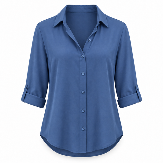 Relaxed Chiffon Button Blouse
