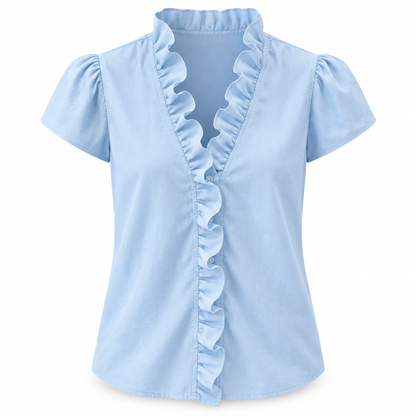 Ruffle V-Neck Blouse