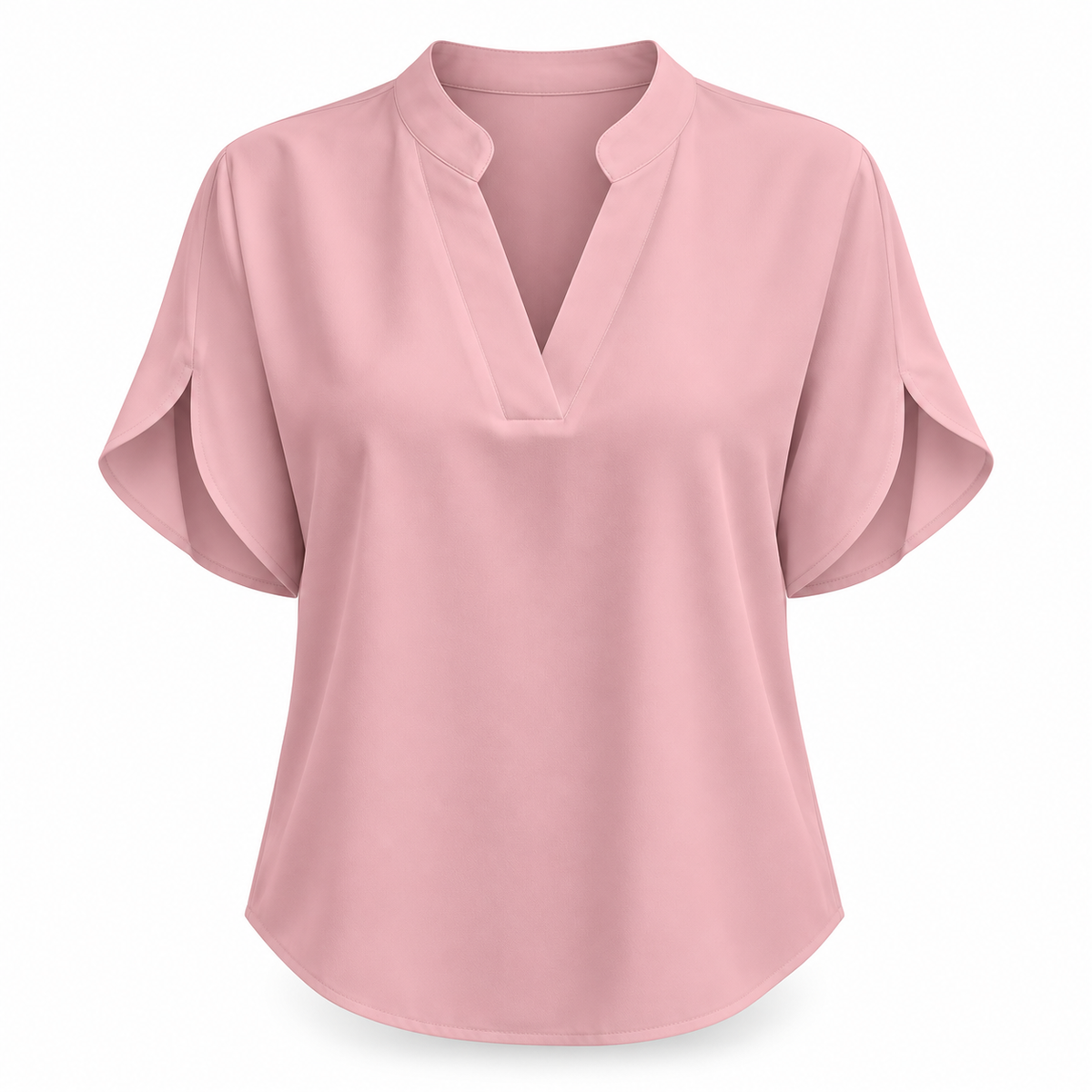 Relaxte Blouse met V-Hals en Korte Mouwen