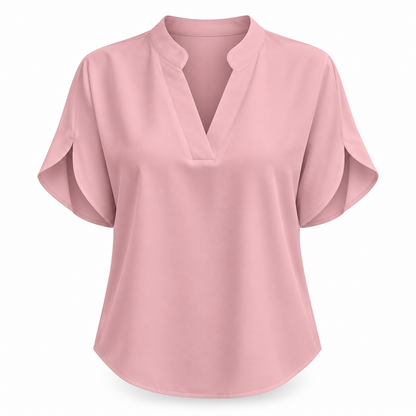 Relaxte Blouse met V-Hals en Korte Mouwen